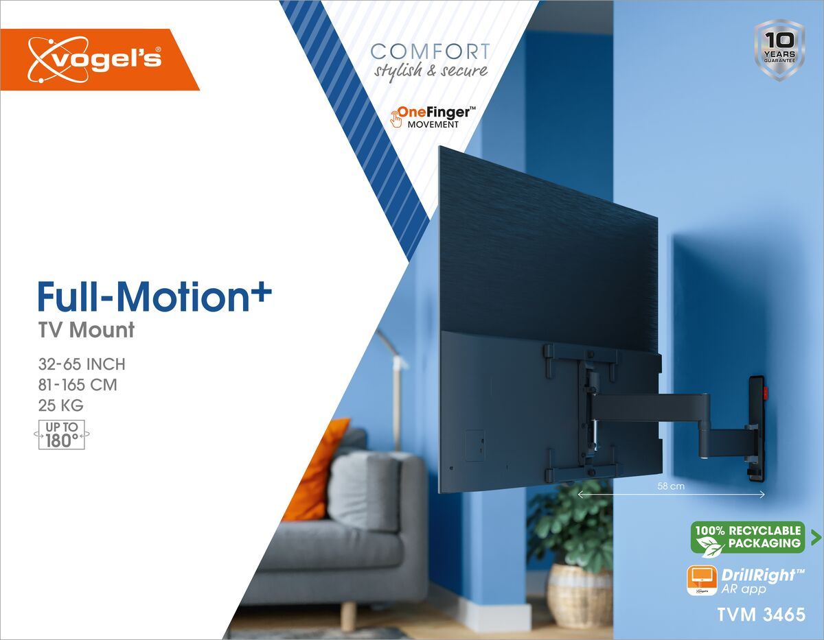 Vogel's TVM 3465 Full-Motion TV Wall Mount - Suitable for 32 up to 65 inch TVs - Up to 180° swivel - Tilt up to 20° - Packaging front