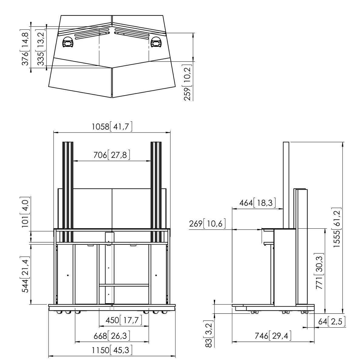 Vogel's PFF 5211 Mueble para videoconferencia - Dimensions
