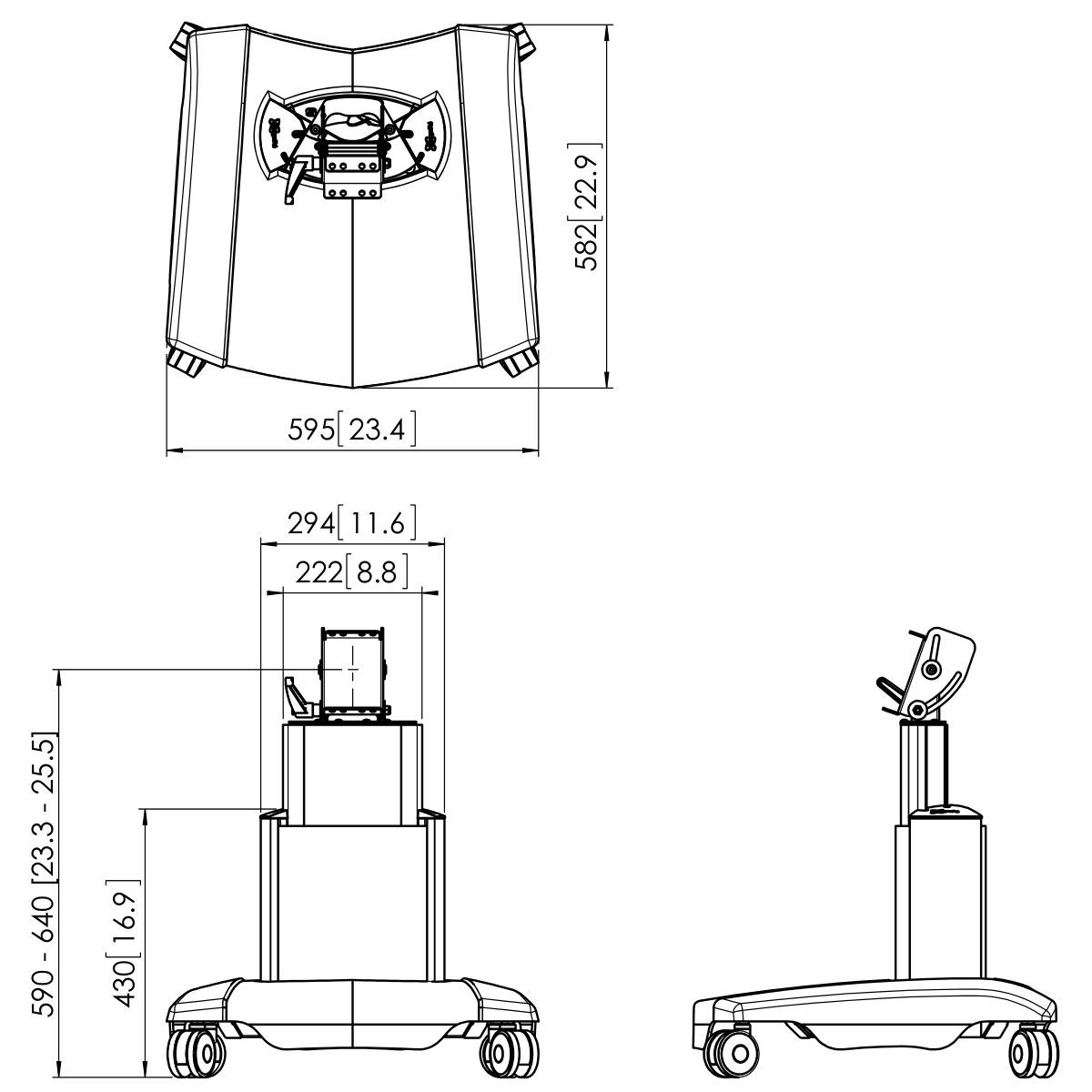 Vogel's PFT 2515 Wózek mobilny do ekranów płaskich - Dimensions