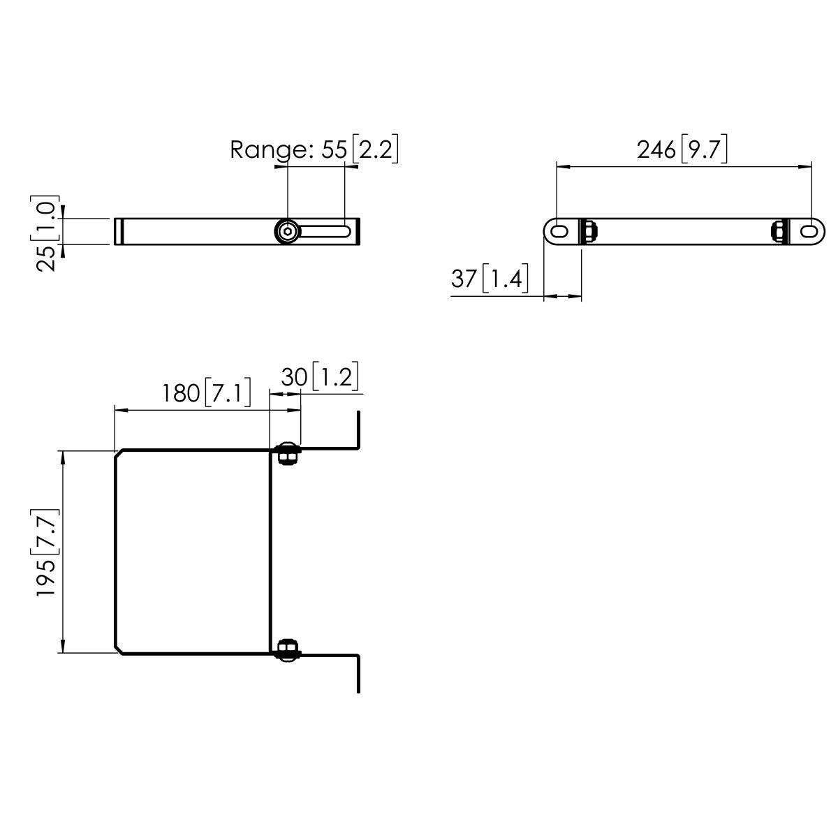 Vogel's PFA 9134 Display-lift wandbeugel - Dimensions