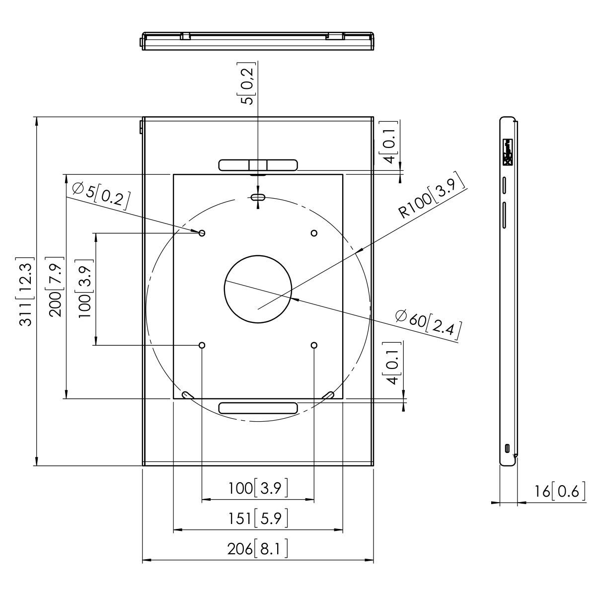 Vogel's PTS 1219 Кожух серии TabLock для Galaxy Tab S3 - Dimensions