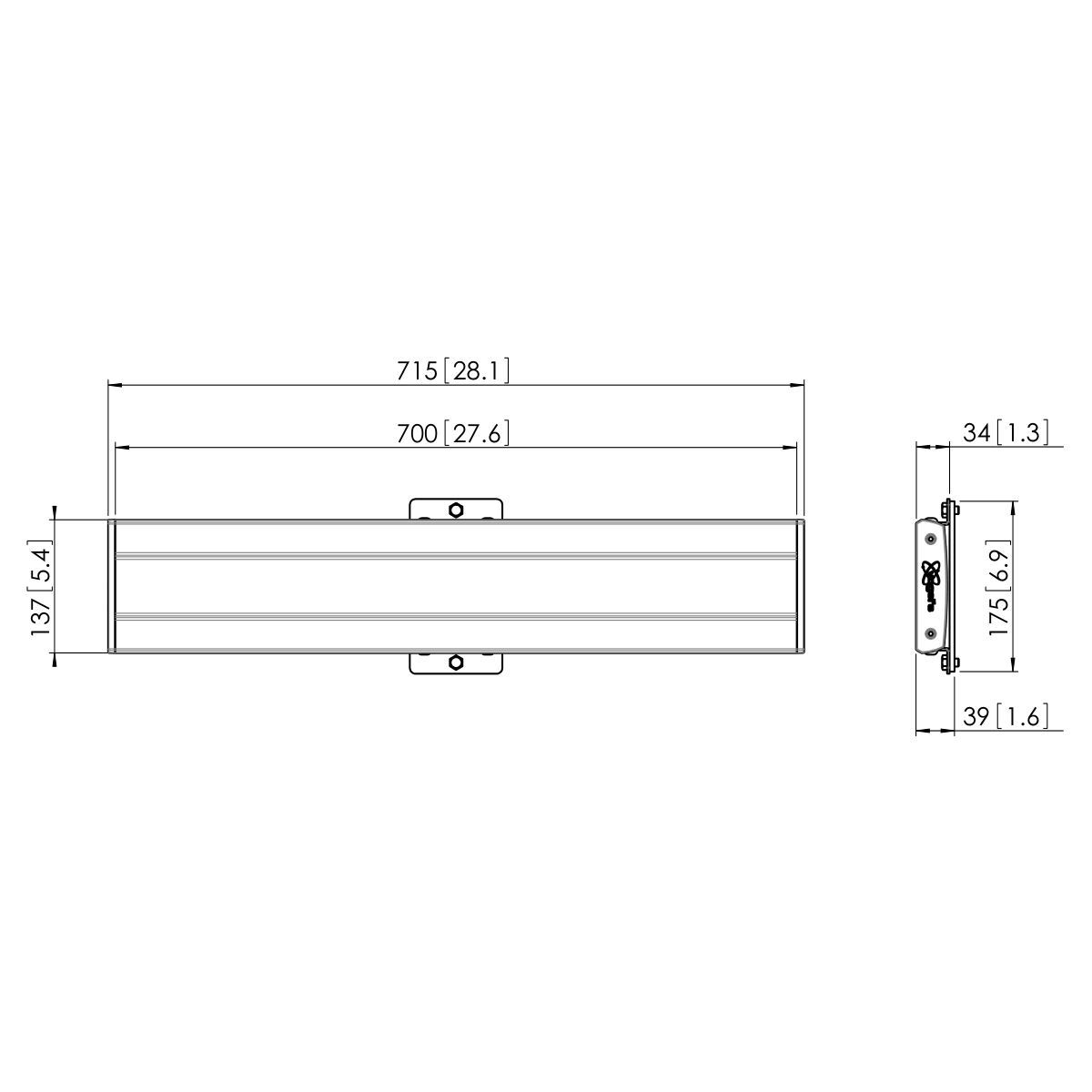 Vogel's PFB 3407 Display Interface Bar (silver) - Dimensions
