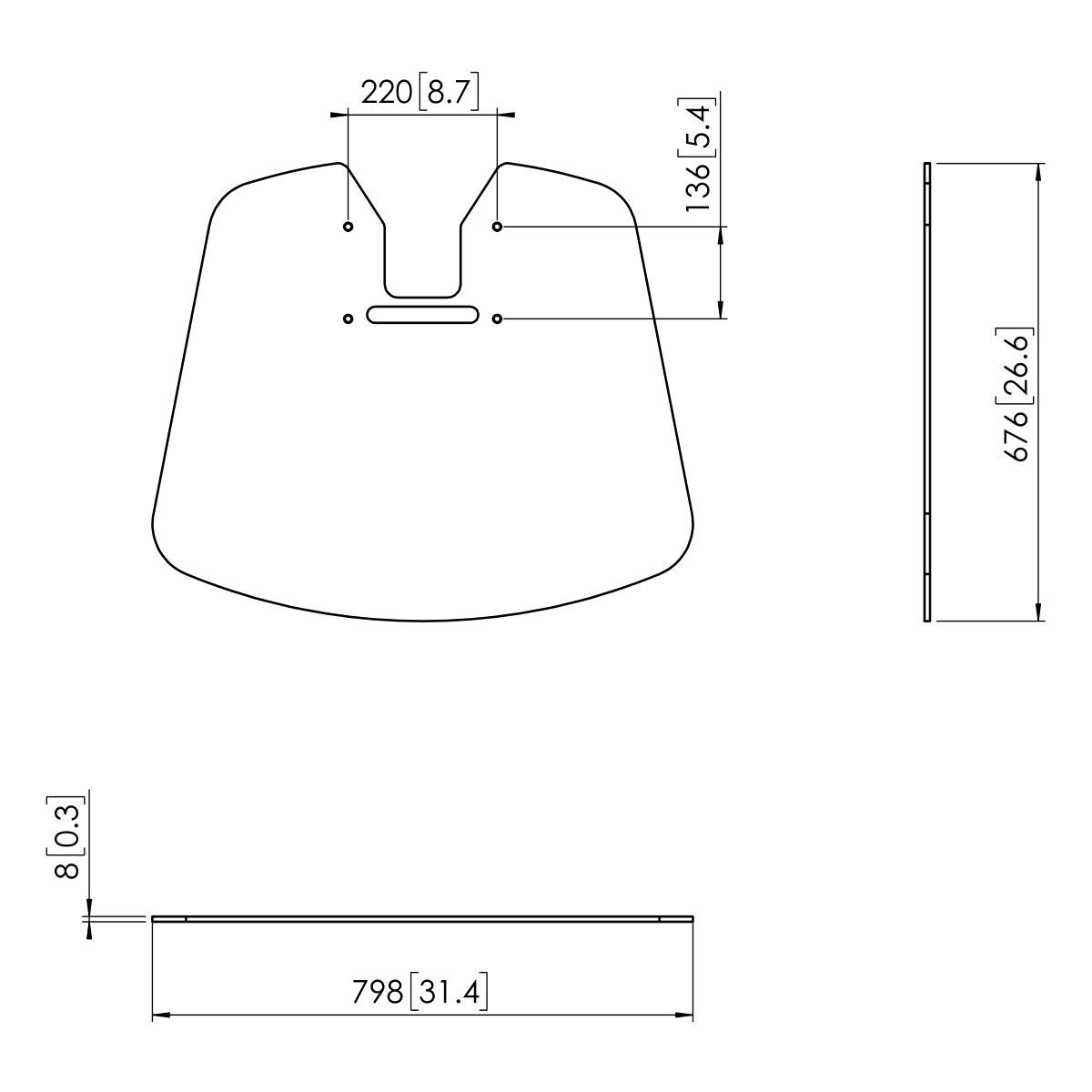 Vogel's PFF 7025 Floor plate Nero - Dimensions