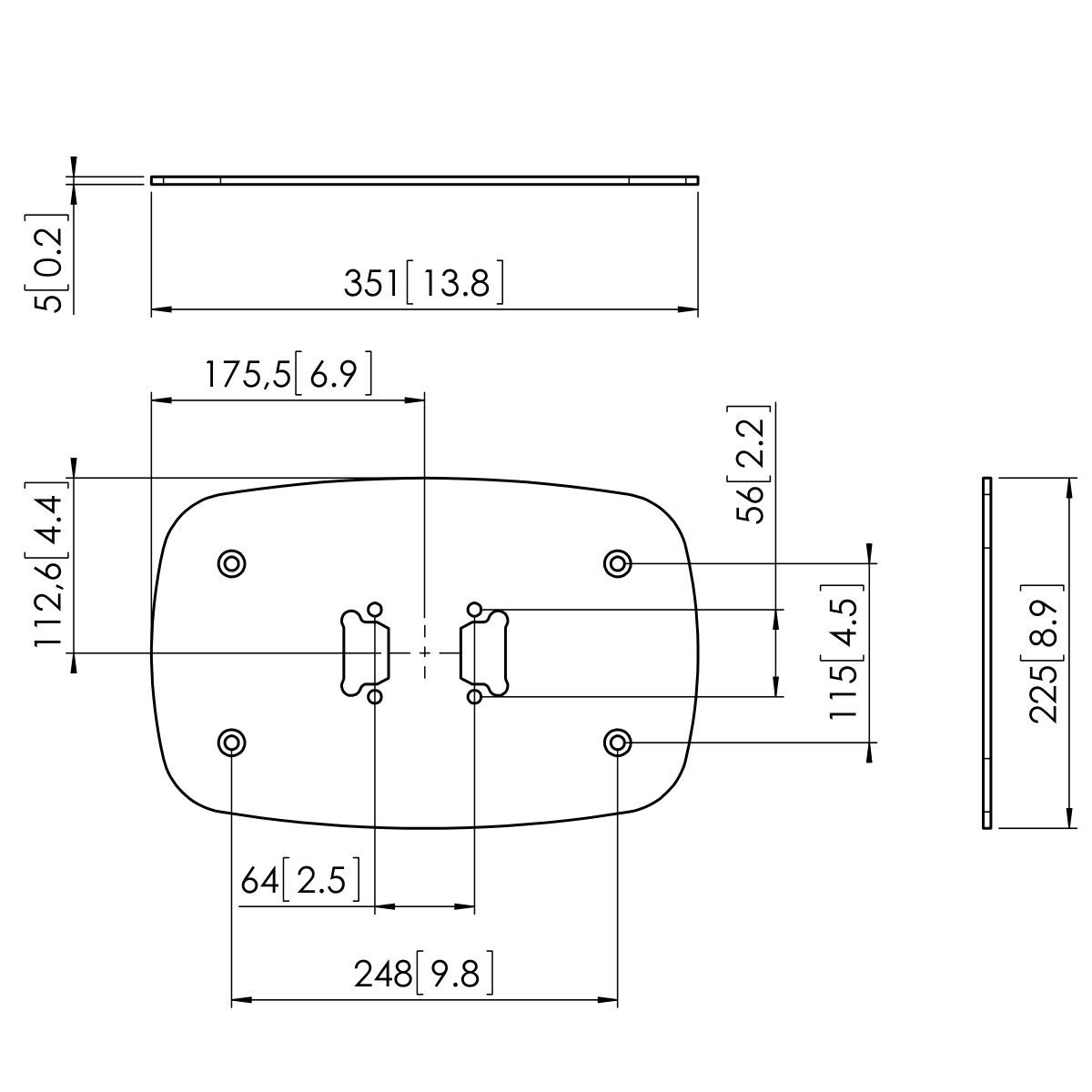 Vogel's PFF 7060 Floor Mounting Plate - Dimensions