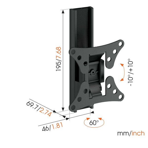Vogel's WALL 1020 Full-Motion TV Wall Mount - Suitable for 17 up to 26 inch TVs - Limited motion (up to 60°) - Tilt -10°/+10° - Dimensions