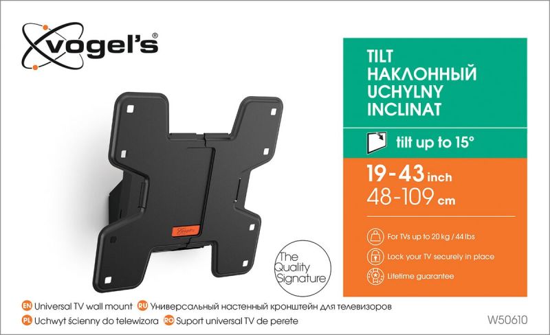 Vogel's W50610 Tilting TV Wall Mount - Suitable for 19 up to 43 inch TVs up to 20 kg - Tilt up to 15° - Packaging front