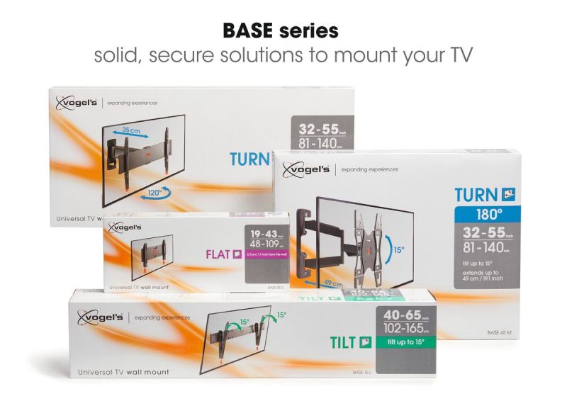Vogel's BASE 15 L Support TV Inclinable - Convient aux téléviseurs de 40 à 65 pouces jusqu'à 45 kg - Inclinaison jusqu'à 15° - USP